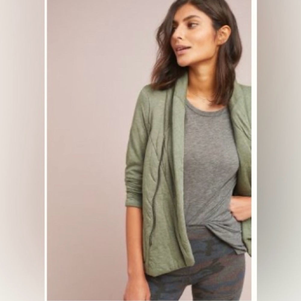 Anthropologie Quilted Puffer Style Sweatshirt Jacket